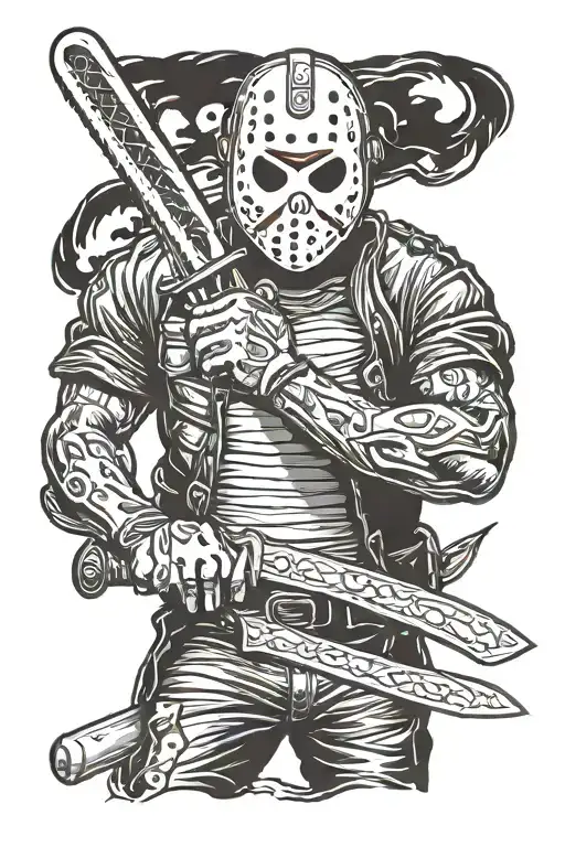 jason vorhees holding machete tattoo design idea