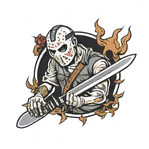 jason vorhees holding machete tattoo design idea