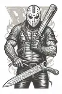 jason vorhees holding machete tattoo design idea