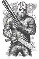 jason vorhees holding machete tattoo design idea