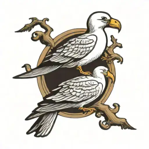 Albatrosses on forearm sleeve tattoo design idea