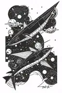 space theme include Libra constellation swordfish from cowboy bebop, and various anime  tattoo design idea