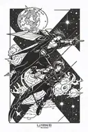 space theme include Libra constellation swordfish from cowboy bebop, and various anime  tattoo design idea