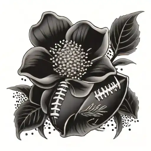 flowers and american football tattoo design idea