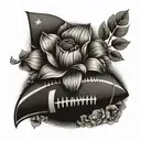 flowers and american football tattoo design idea