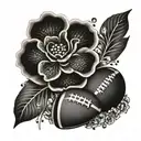 flowers and american football tattoo design idea