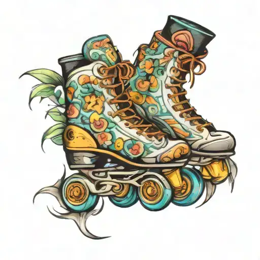 big roller skating tattoo design idea