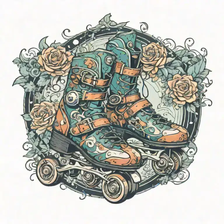 roller skates gliding across tattoo design idea