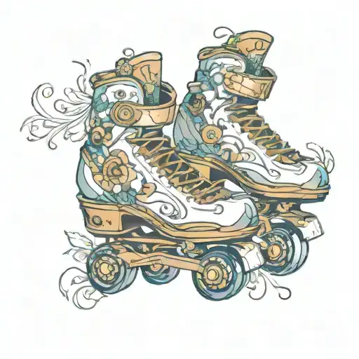 a pair of roller skates transforming tattoo design idea
