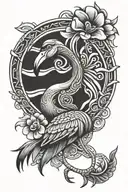 mayan style flamingo tattoo design idea