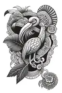 mayan style flamingo tattoo design idea