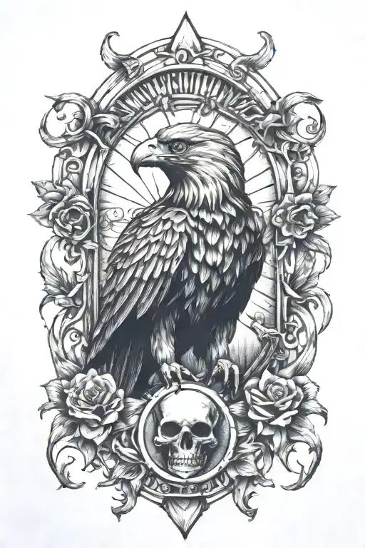 memento mori tattoo with eagle like structures blended together tattoo design idea
