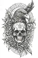 memento mori forearm tattoo with eagle like structures blended together tattoo design idea