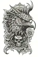 memento mori forearm tattoo with eagle like structures blended together tattoo design idea
