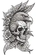 memento mori forearm tattoo with eagle like structures blended together tattoo design idea