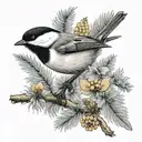 chickadee perched tattoo design idea
