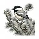 chickadee perched tattoo design idea
