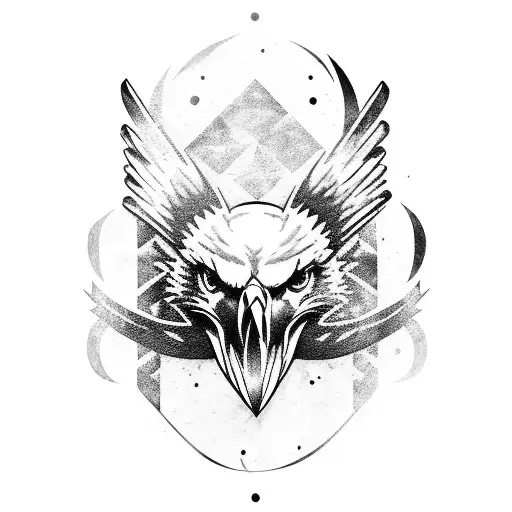 eagle skull with chef knife tattoo design idea