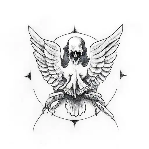 dove outline with skull inside  tattoo design idea