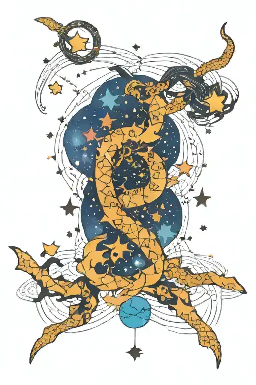 astro constellation intertwined tattoo design idea