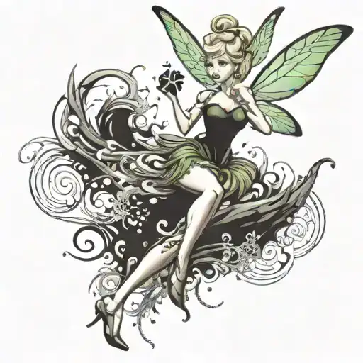 Tinkerbell shirt blowing up tattoo design idea