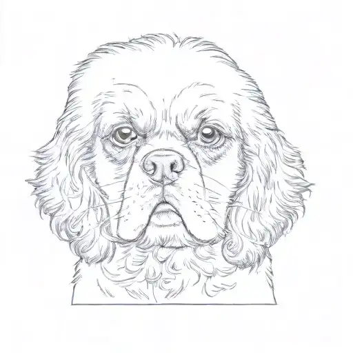 cavalier king charles spaniel head and ears tattoo design idea