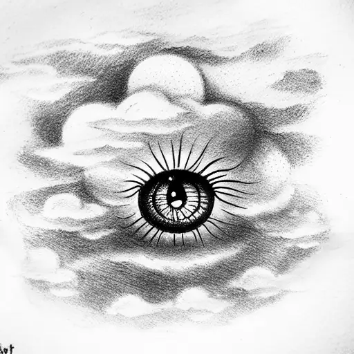 eye in cloud tattoo design idea