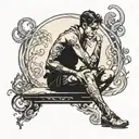 person sitting in shadows tattoo design idea