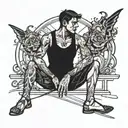 person sitting in shadows tattoo design idea