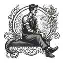 person sitting in shadows tattoo design idea