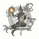 person summoning shadows tattoo design idea