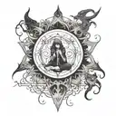 person summoning shadows tattoo design idea