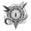 person summoning shadows tattoo design idea