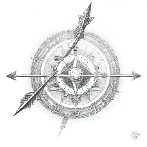 Mahabharat Karna with arrow and sun tattoo design idea