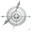 Mahabharat Karna with arrow and sun tattoo design idea