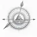 Mahabharat Karna with arrow and sun tattoo design idea
