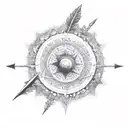 Mahabharat Karna with arrow and sun tattoo design idea