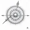 Mahabharat Karna with arrow and sun tattoo design idea