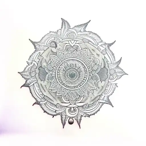 fern tree with mandala design tattoo design idea