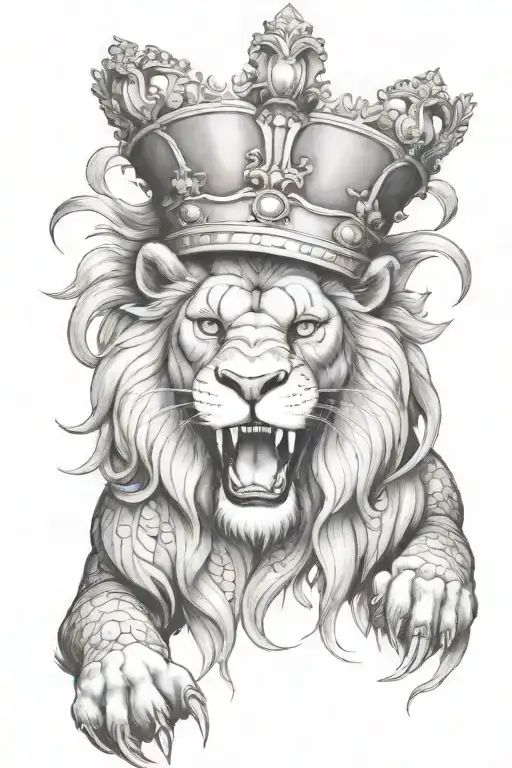 A tattoo of a crowned laughing lion to represent the client's favorite thing, the 'king of smiles' tattoo design idea