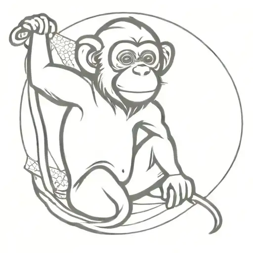 monkey on discoball tattoo design idea