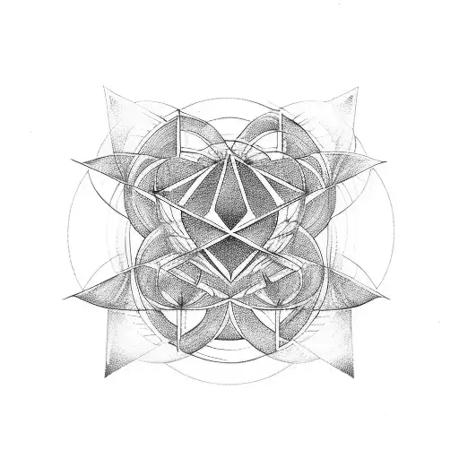 sacred geometry line work elemental symbols tattoo design idea