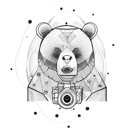 bear in the water holding a camera tattoo design idea
