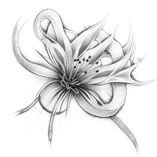 spider lily and snake tattoo design idea