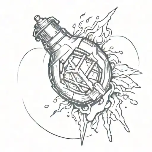 Exploding grenade tattoo design idea
