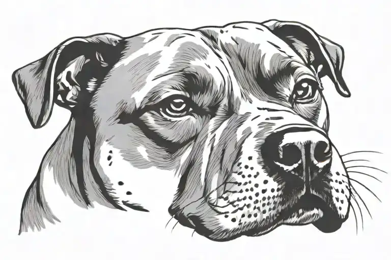 dog paw and nose prints forming the shape of a staffy head tattoo design idea