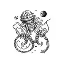 Scorpio with Pluto planet hug tattoo design idea