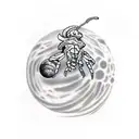 Scorpio with Pluto planet hug tattoo design idea