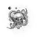 Scorpio with Pluto planet hug tattoo design idea