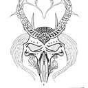 raven skull with crystals tattoo design idea